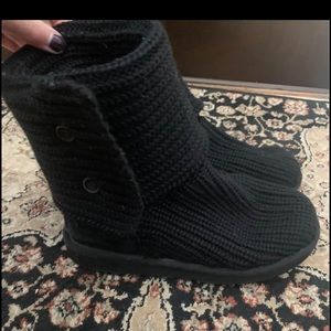 Black knit UGG boots